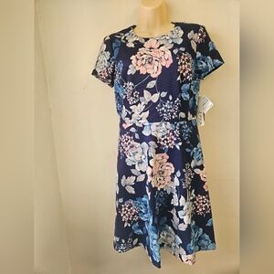 Eliza J- Women's   Navy and Pink Floral Summer Dress SZ 4 NWT.